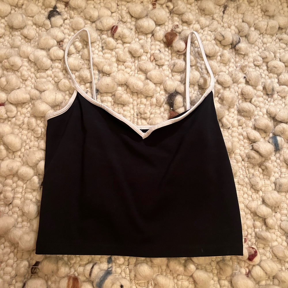 Abercrombie & Fitch Cropped Black and White Lined Tank Top, XS